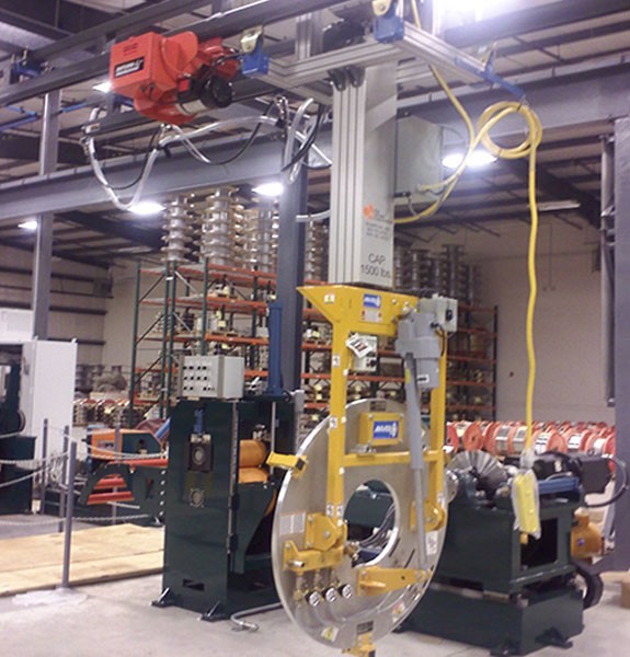 Overhead Vertical Mast Manipulator with vacuum lifter
