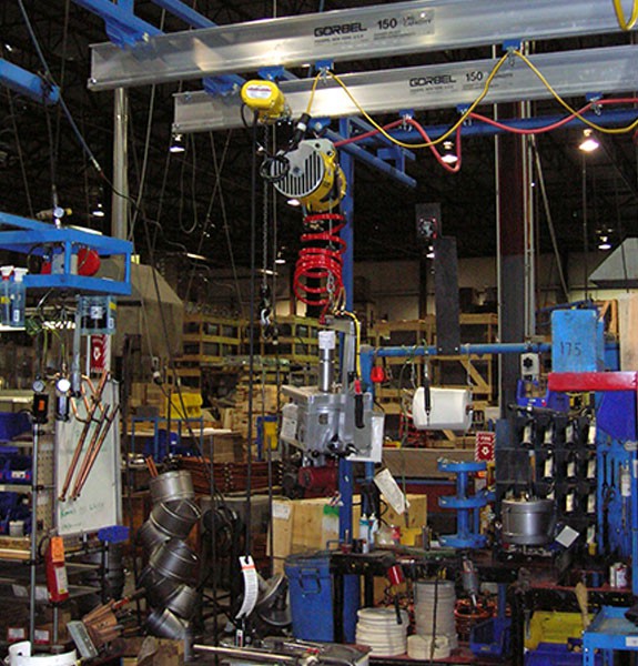 Gorbel cranes with custom handling devices