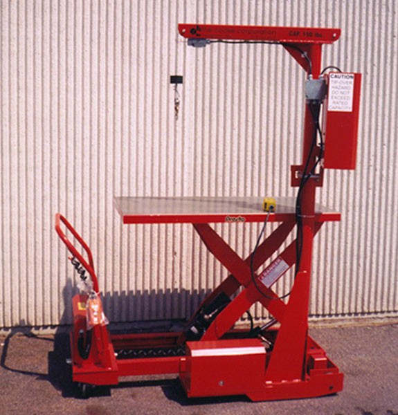 Battery powered lift arm for scissor lift